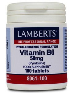 Lamberts Vitamin B6 (pyridoxine) Tablets 50mg Pack of 100