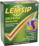 Lemsip Cold & Flu Blackcurrant Pack of 10