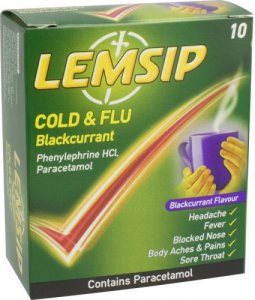 Lemsip Cold & Flu Blackcurrant Pack of 10