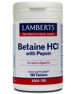 Lamberts Betaine HCL 324mg/Pepsin 5mg Tablets Pack of 180
