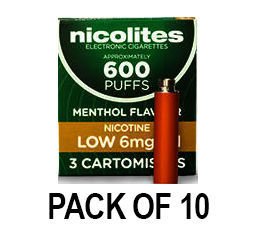 Nicolites Refills Low Strength Menthol Flavour Pack of 3 (10 Packs)