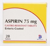 Aspirin 75mg Gastro-Resistant Tablets Pack of 28