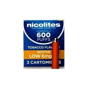 Nicolites Refills Low Strength Tobacco Flavour Pack of 3 (20 Packs)