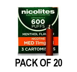 Nicolites Refills Medium Strength Menthol Flavour Pack of 3 (20 Packs)