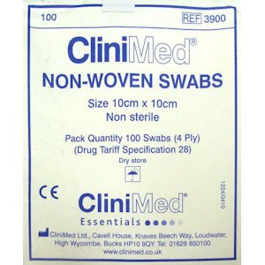 Clinimed Non-Woven Swabs 10cmx10cm Pack of 100