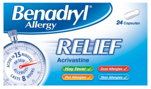 Benadryl Allergy Relief 8mg Capsules Pack of 24