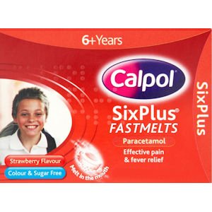 Calpol Six Plus Fast Melts Strawberry Flavour Tablets Pack of 12