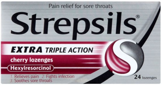 Strepsils Lozenges Extra Triple Action Cherry Pack of 24