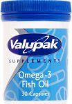 Valupak Omega 3 Fish Oils Capsules 1000mg Pack of 30