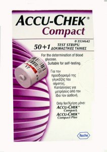 Accu Chek Compact Glucose Test Strips Pack of 50