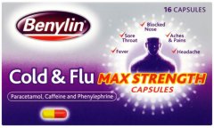 Benylin Cold & Flu Max Strength Capsules Pack of 16