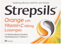 Strepsils Lozenges Orange & Vitamin C Pack of 36