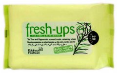 Fresh Ups Moist Tissues Tea Tree & Peppermint Pack of 20