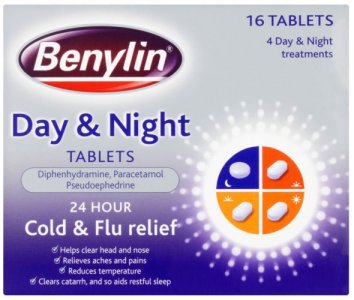 Benylin 24 Hour Cold & Flu Day & Night Tablets Pack of 16