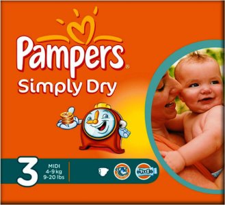 Pampers Simply Dry Midi (3) Pack of 30