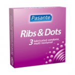 Pasante Ribs N Dots Condoms Pack of 3