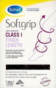 Scholl Softgrip Light Support Thigh Length Black Large