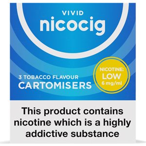 Nicocig Refills Low Strength 6mg Tobacco Flavour Pack of 3