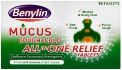 Benylin Mucus Cough & Cold All In One Relief Tablets Pack of 16