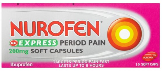Nurofen Express Period Pain Capsules 200mg Pack of 16