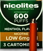 Nicolites Refills Low Strength Menthol Flavour Pack of 3