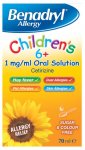 Benadryl Allergy Relief 1mg Solution Childrens 6+ 70ml