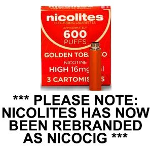 Nicolites Refills High Strength Golden Tobacco Flavour Pack of 3