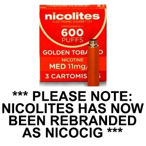 Nicolites Refills Medium Strength Golden Tobacco Flavour Pack of 3