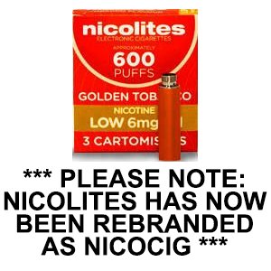 Nicolites Refills Low Strength Golden Tobacco Flavour Pack of 3