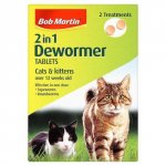 Bob Martin 2 in 1 Dewormer for Cats & Kittens Tablets Pack of 2