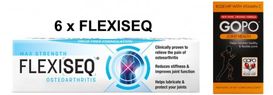 Flexiseq Gel 50g Pack of 6 & Gopo Joint Health Capsules Pack of 120