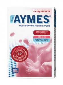 Aymes Powdered Shake Strawberry Flavour 4 x 38g Sachets