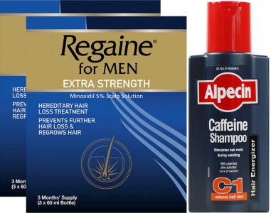 Regaine Men Lotion Triple Pack X 2 & Alpecin Caffeine Shampoo C1 250ml