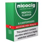 Nicocig Refills High Strength 16mg Menthol Flavour Pack of 6 (5 Packs)